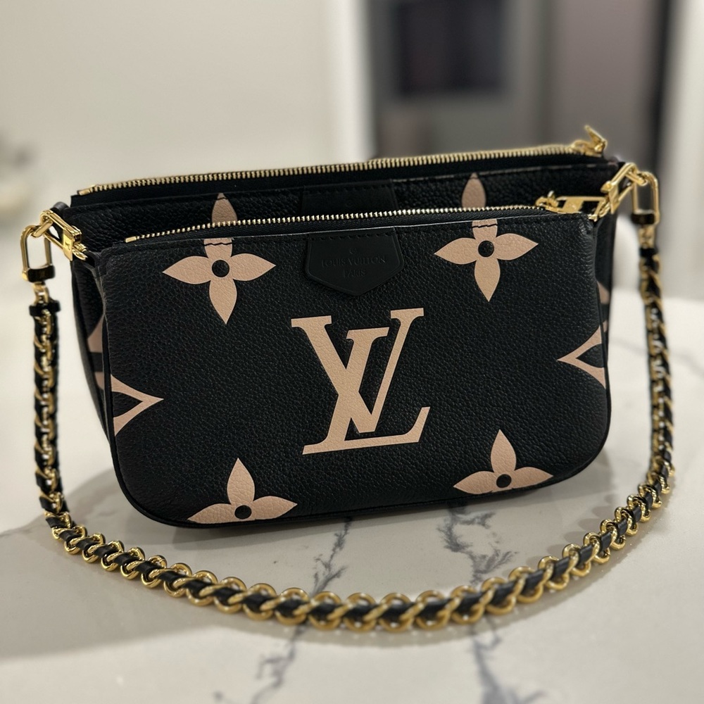 Authentic Louis Vuitton - Empreinte Monogram Giant Black Beige Bag